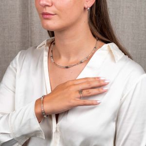 Collier zilver oxy + Goldfilled + grijze Maansteen