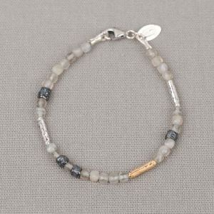Armband zilver oxy + Goldfilled + grijze Maansteen