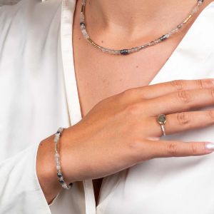 Armband zilver oxy + Goldfilled + grijze Maansteen