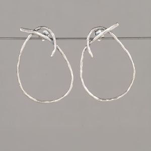 Oorhoepel zilver oxy shiny knoop