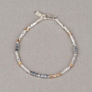 Armband Tubes Goldfilled + zilver oxy All Together