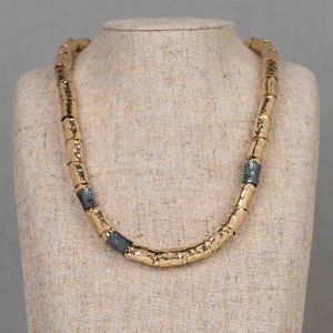 Collier Tubes Goldfilled + zilver oxy Slang