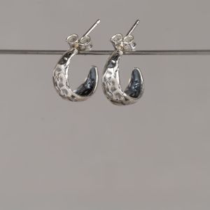 Hoops zilver oxy shiny hamerslag