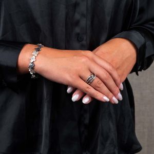 Ring zilver gedraaid + 10K + Roze Toermalijn