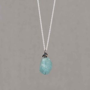 Collier zilver + Aquamarijn + oxy + 9  krt verstelbaar