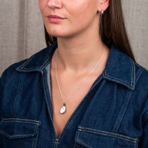 Collier zilver + Parel oxy + 9 krt verstelbaar