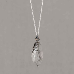 Collier zilver + Black Rutiel oxy + 9  krt verstelbaar