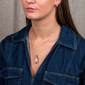 Collier zilver + Black Rutiel oxy + 9  krt verstelbaar