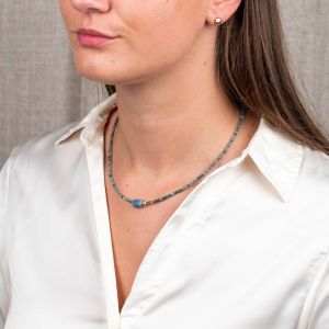 Collier duo Gems Groene Toermalijn + Raw Aquamarijn + Goldfilled