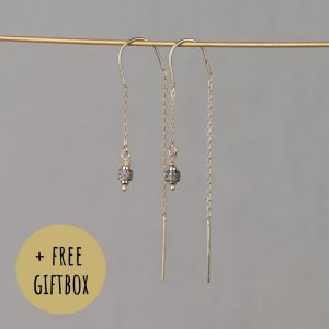 Pull-through earring silver plated + Raw diamond