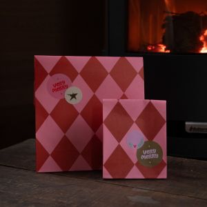 Verpakking roze / rood ruit groot