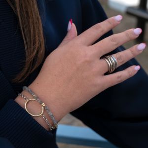 Ring zilver + Goldfilled + Black Zirkonia