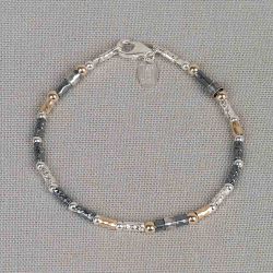 Armband zilver oxy en goldfilled buisjes
