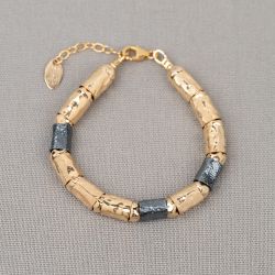Armband Tubes Goldfilled + zilver oxy Slang