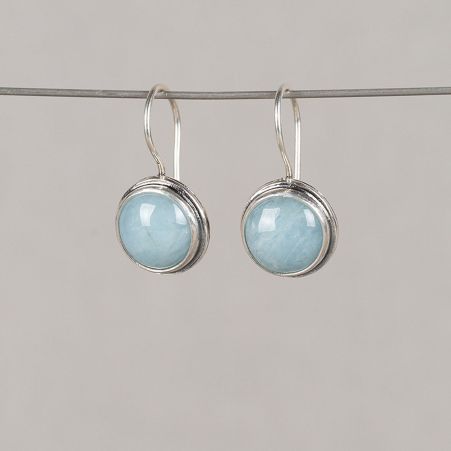 Boucles D'oreilles Cœur Argent Améthyste Et Aigue-marine Natheys - Neuves Sans Boîte