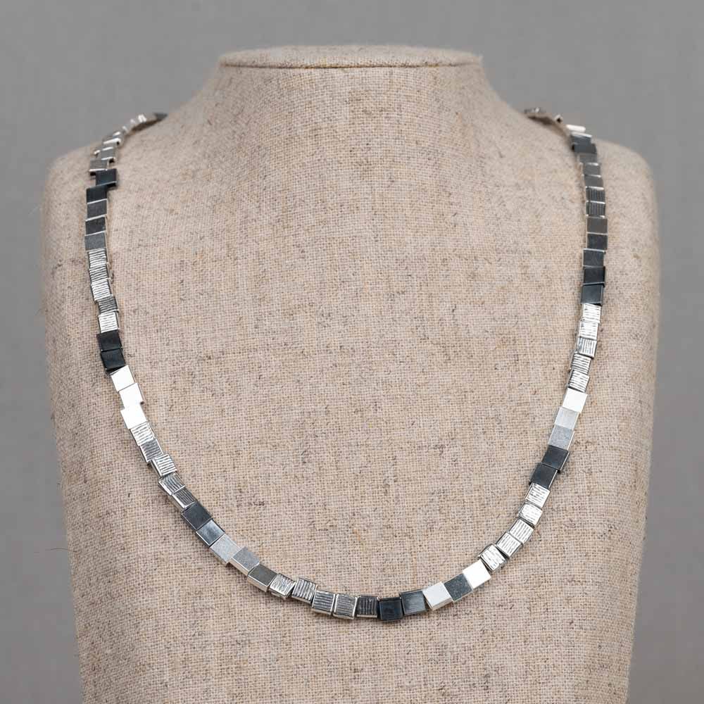 Collier 42 cm zilver + oxy deeltjes