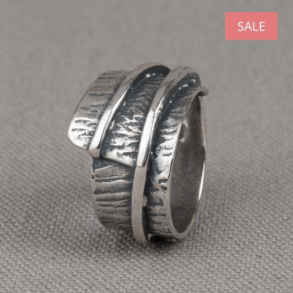 Ring zilver met textuur