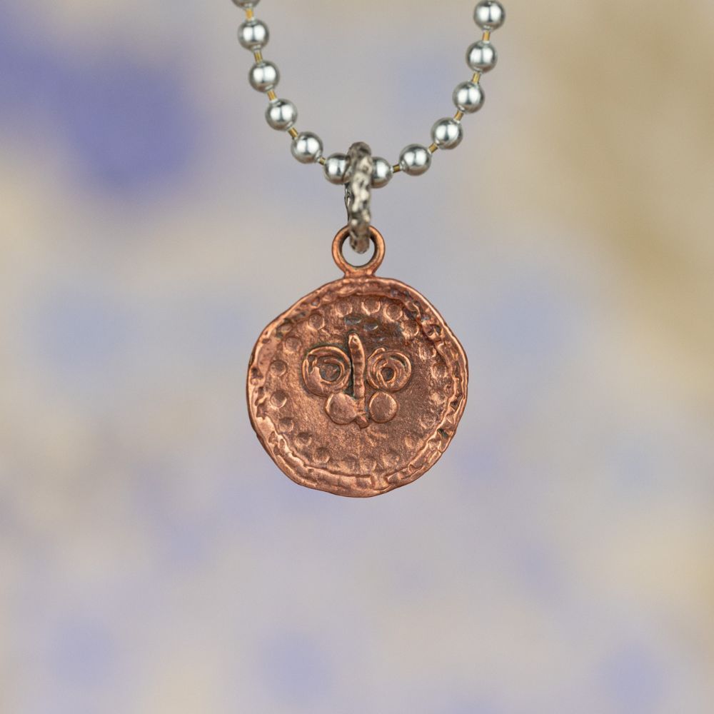 Hanger vlinder munt zilver + rood koper