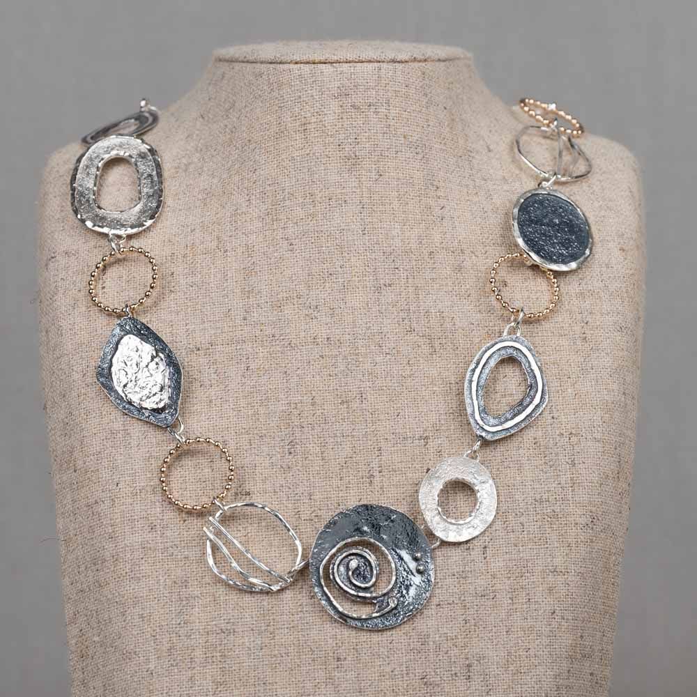 Collier zilver oxy + wit + Goldfilled