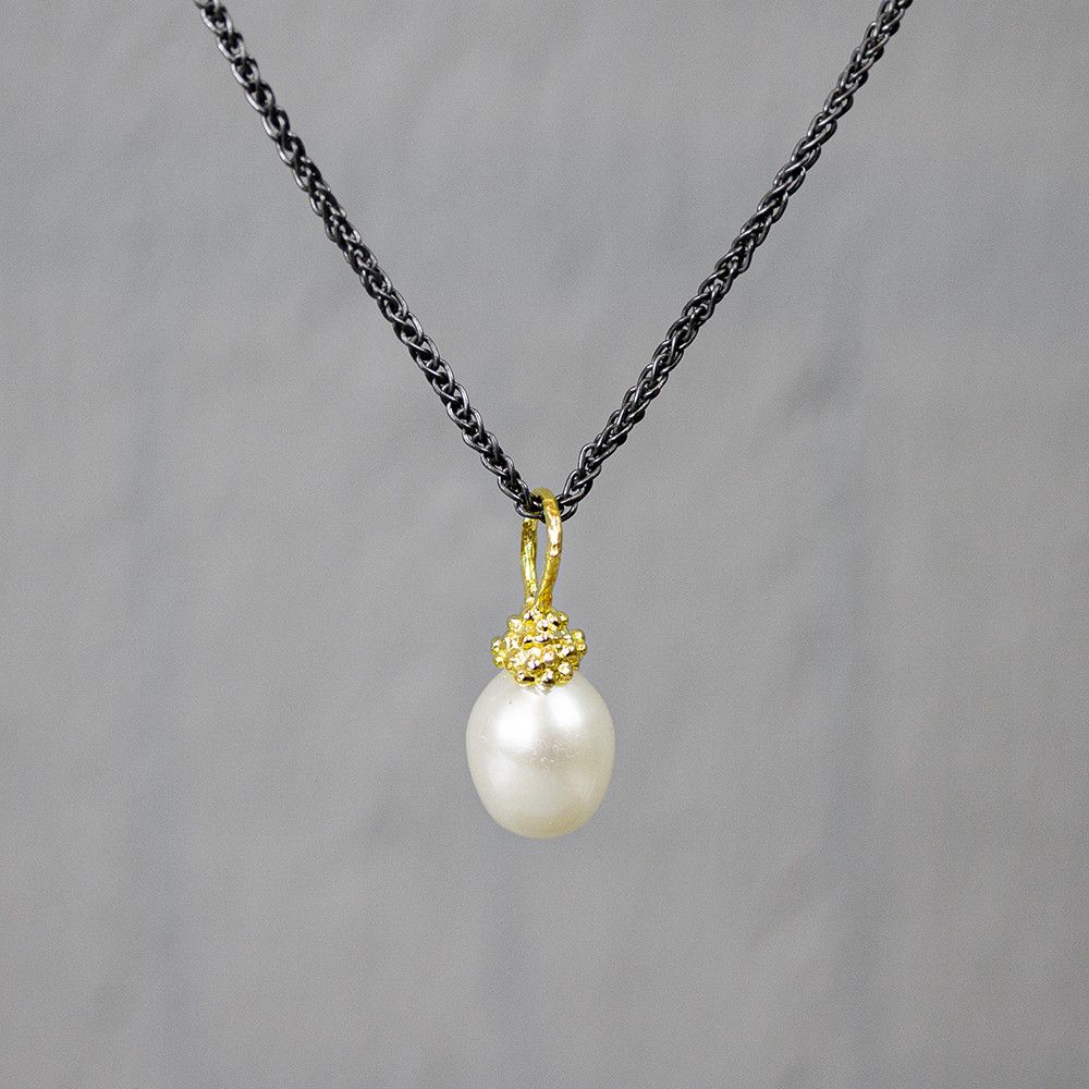 Hanger zilver verguld + Parel