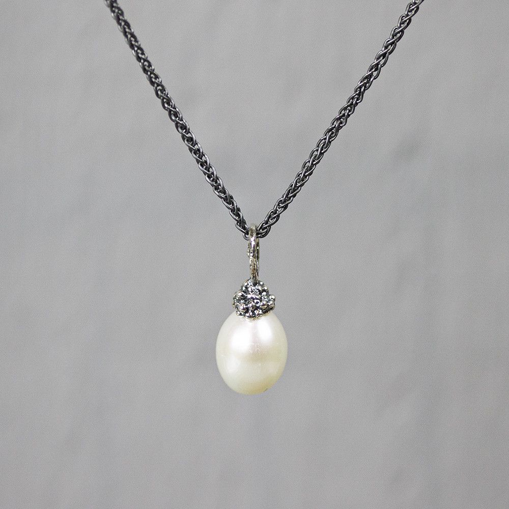 Hanger zilver + Parel wit