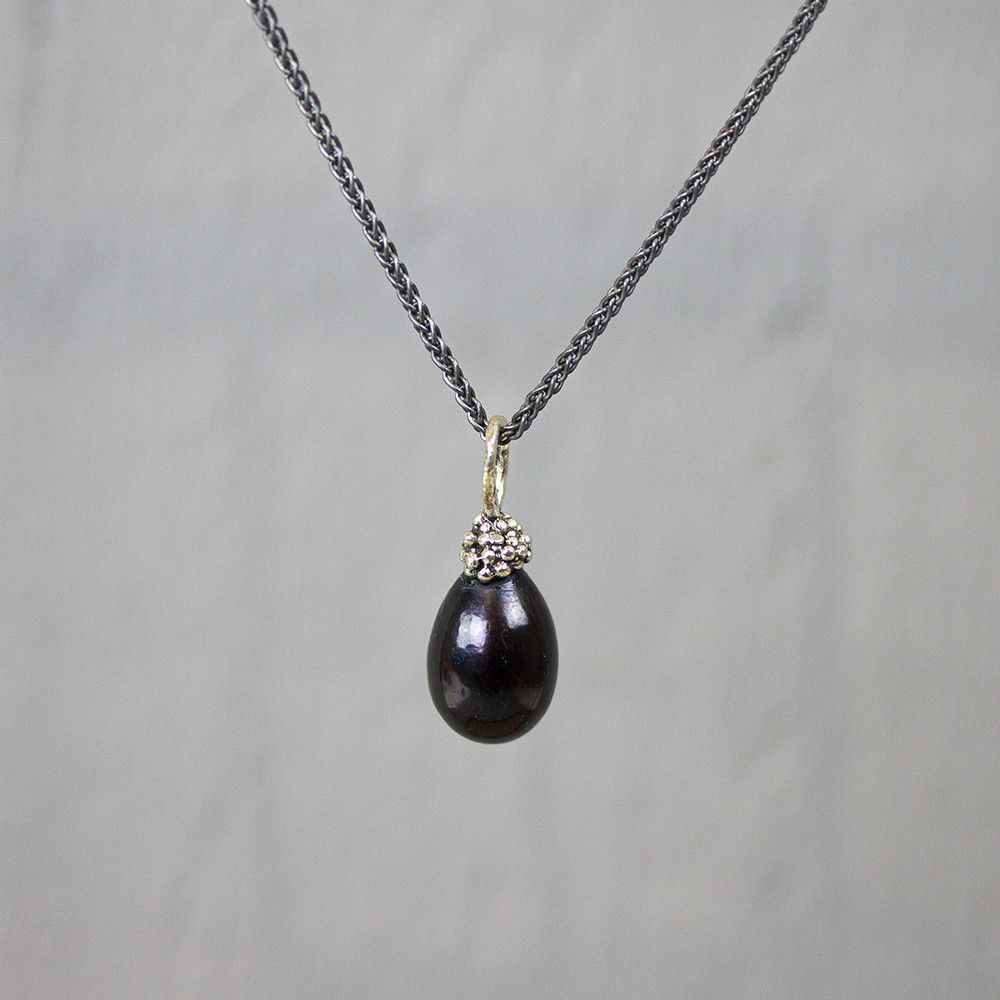 Hanger zilver + Parel grijs