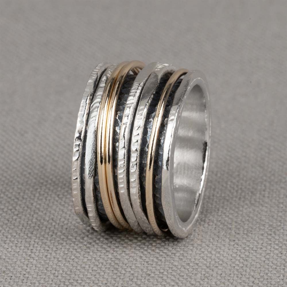 Ring zilver + Goldfilled Strak