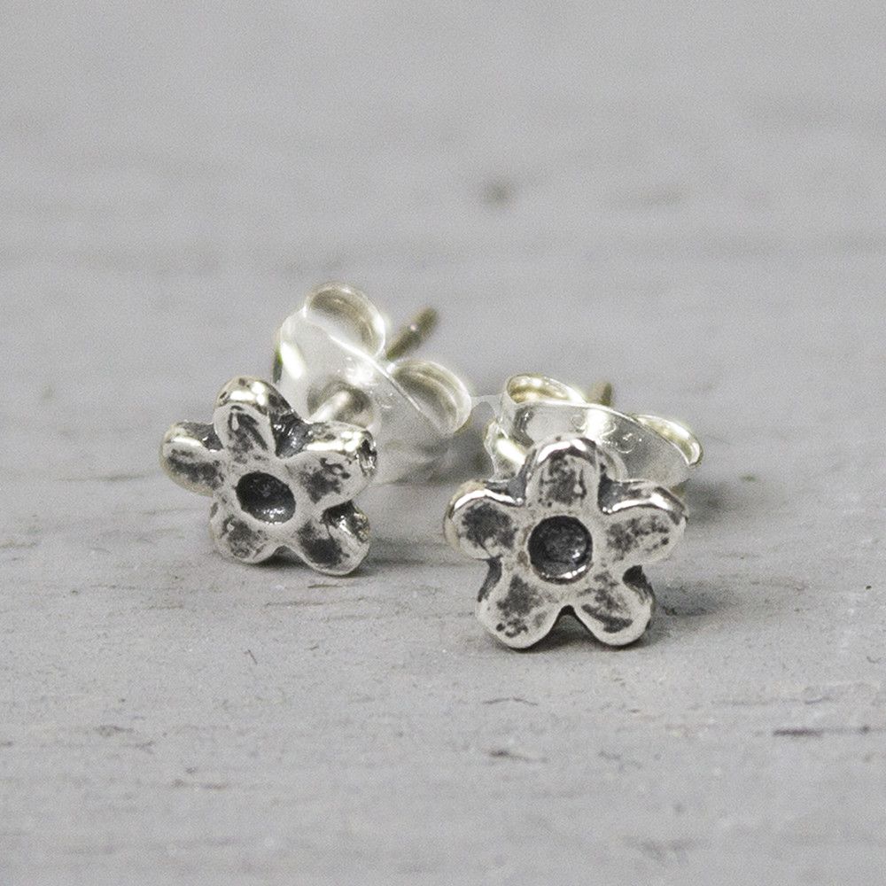 Oorsteker zilver oxy Bloem