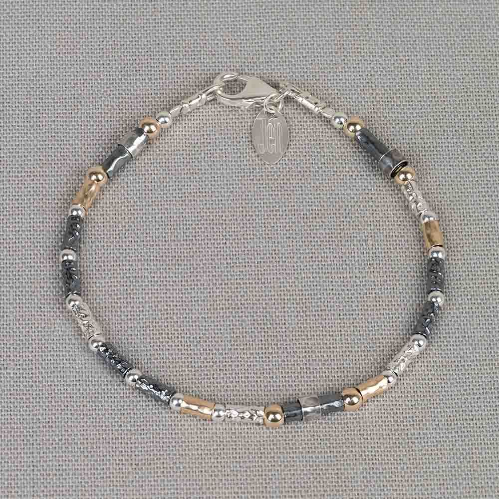 Armband zilver oxy en goldfilled buisjes