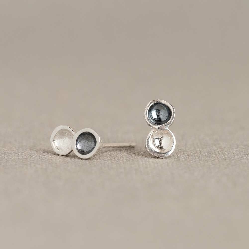 Oorsteker zilver oxy / wit 