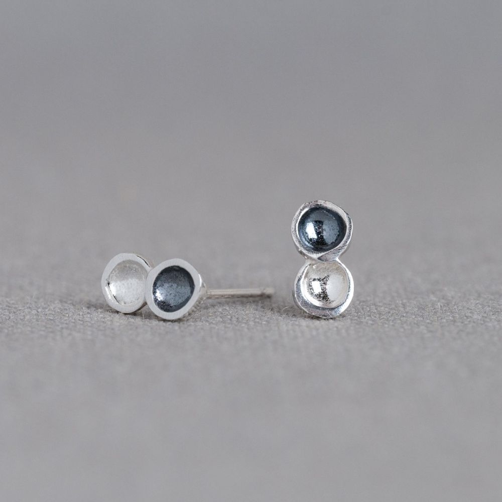 Oorsteker zilver oxy / wit 