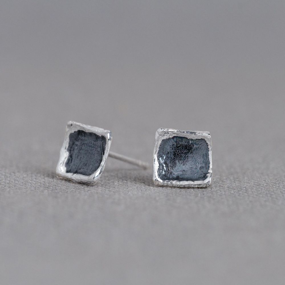 Oorsteker zilver oxy vierkant