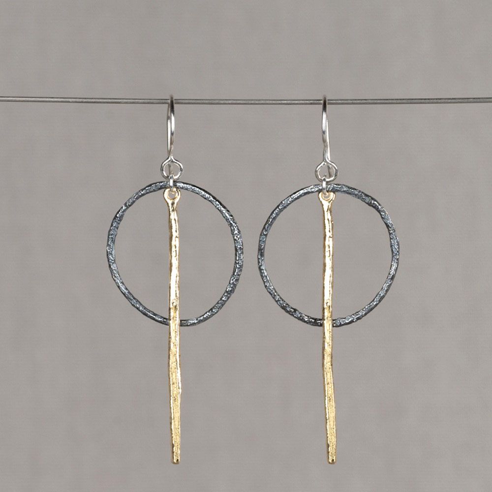 Oorhanger zilver oxy met zilver vergulde pin