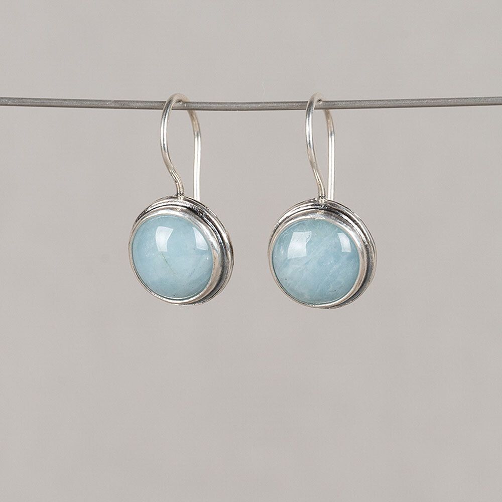 Oorhangers zilver met aquamarijn
