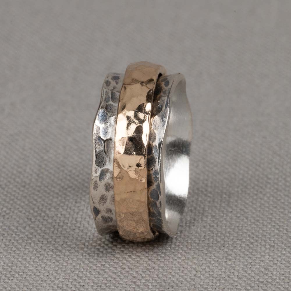 Ring zilver met Goldfilled artistiek