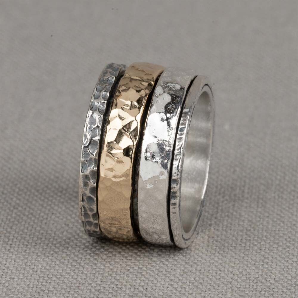 Ring zilver met Goldfilled duo 