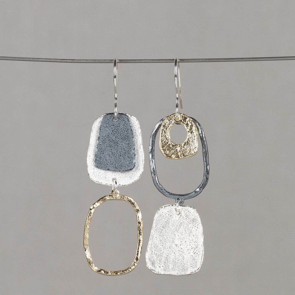 Oorhanger verschillend zilver oxy + zilver verguld