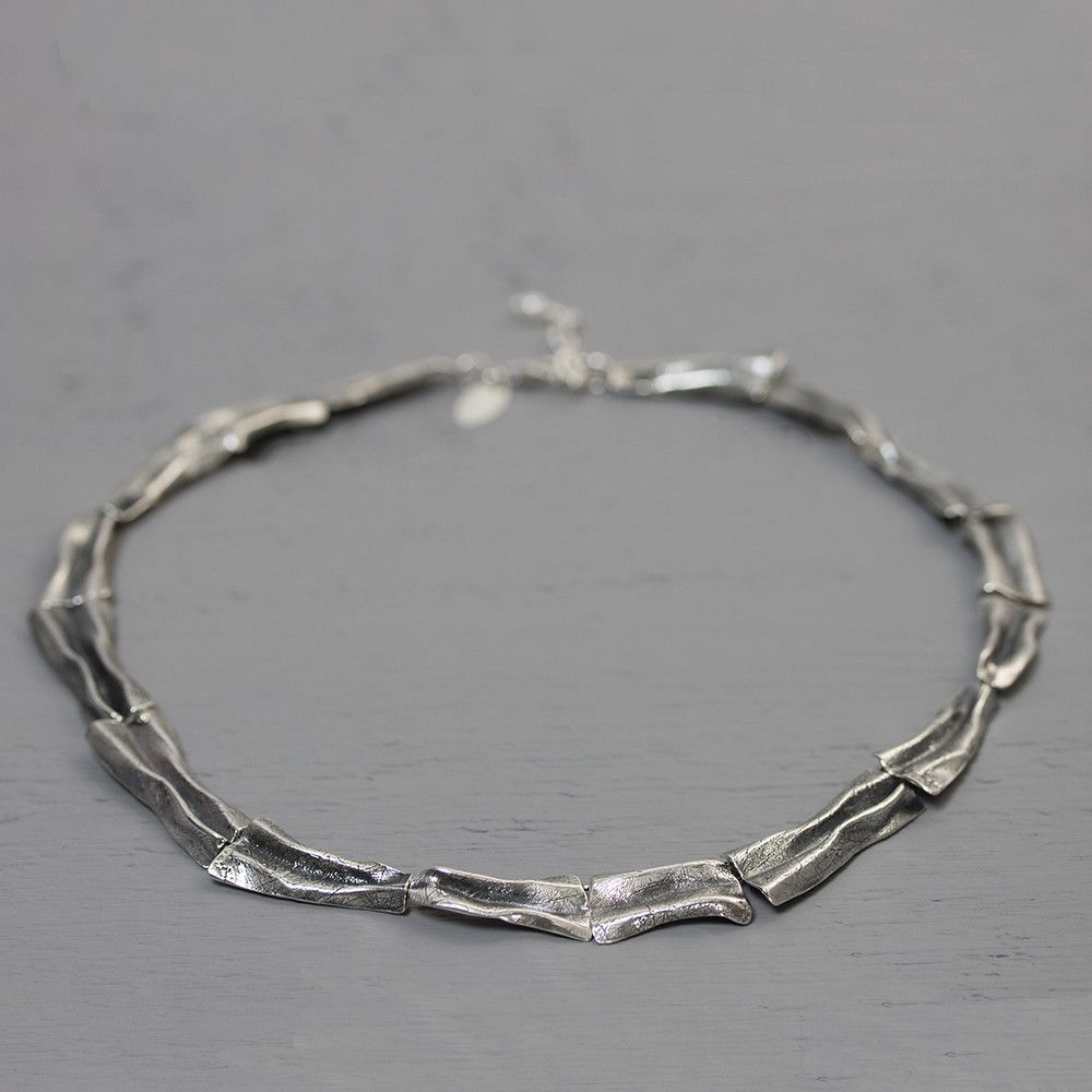 Collier geoxideerd zilver met split