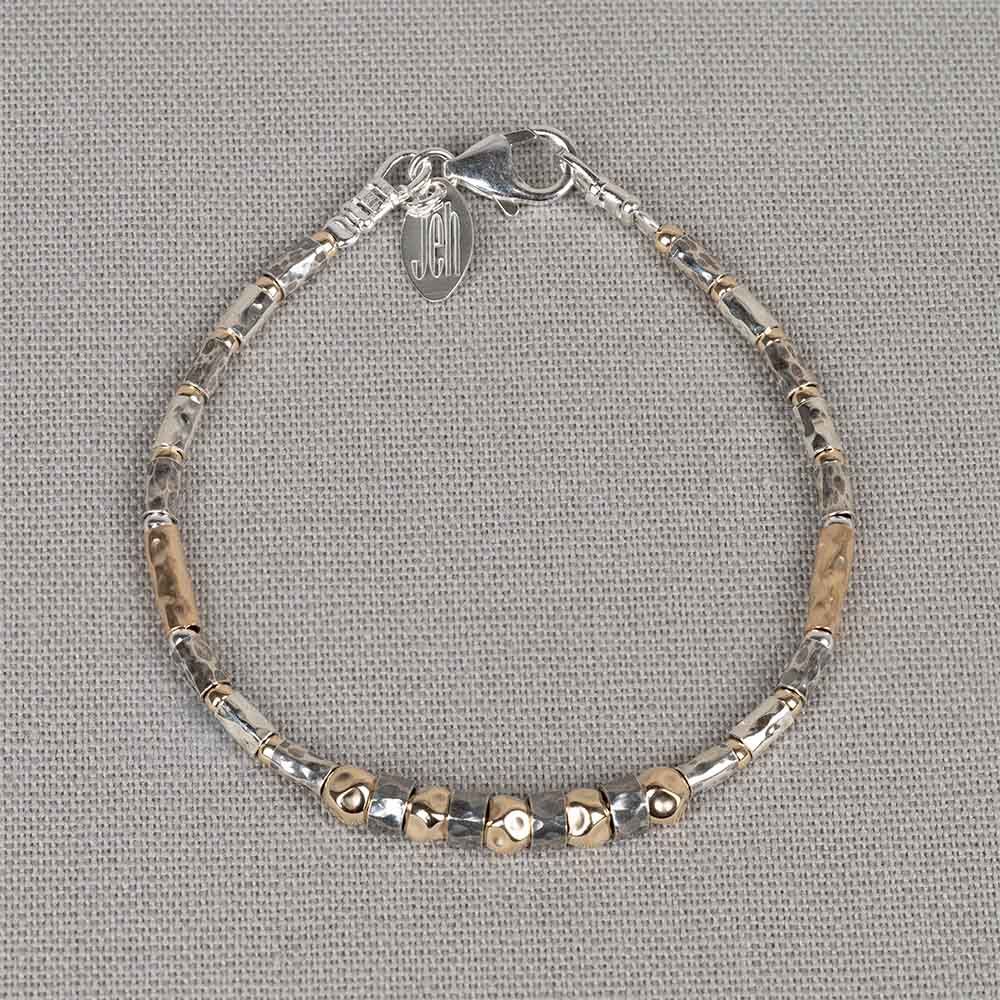 Armband buisjes zilver oxy + Goldfilled