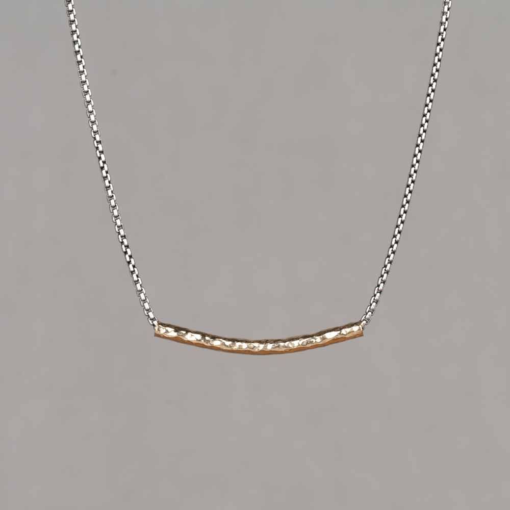 Collier zilver met goldfilled buis