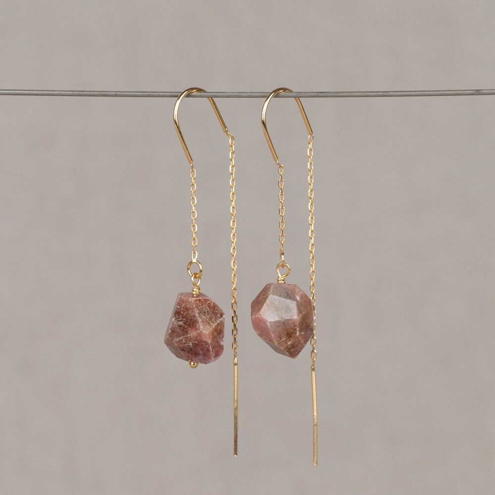 Doortrek oorbel zilver verguld + Watermeloen Toermalijn