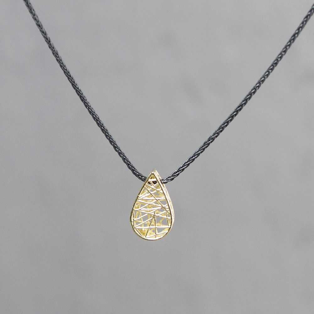 Collier zilver oxy + hanger G14K druppel