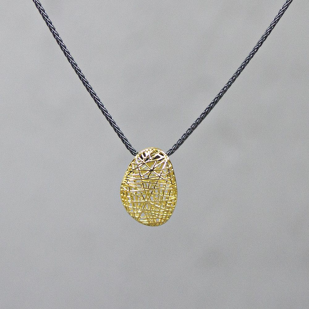 Collier zilver oxy + organische hanger van 14 karaat goud