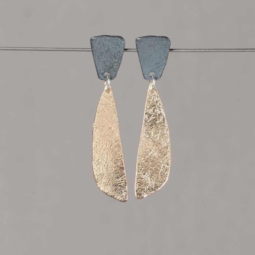 Lange oorsteker zilver oxy + zilver verguld