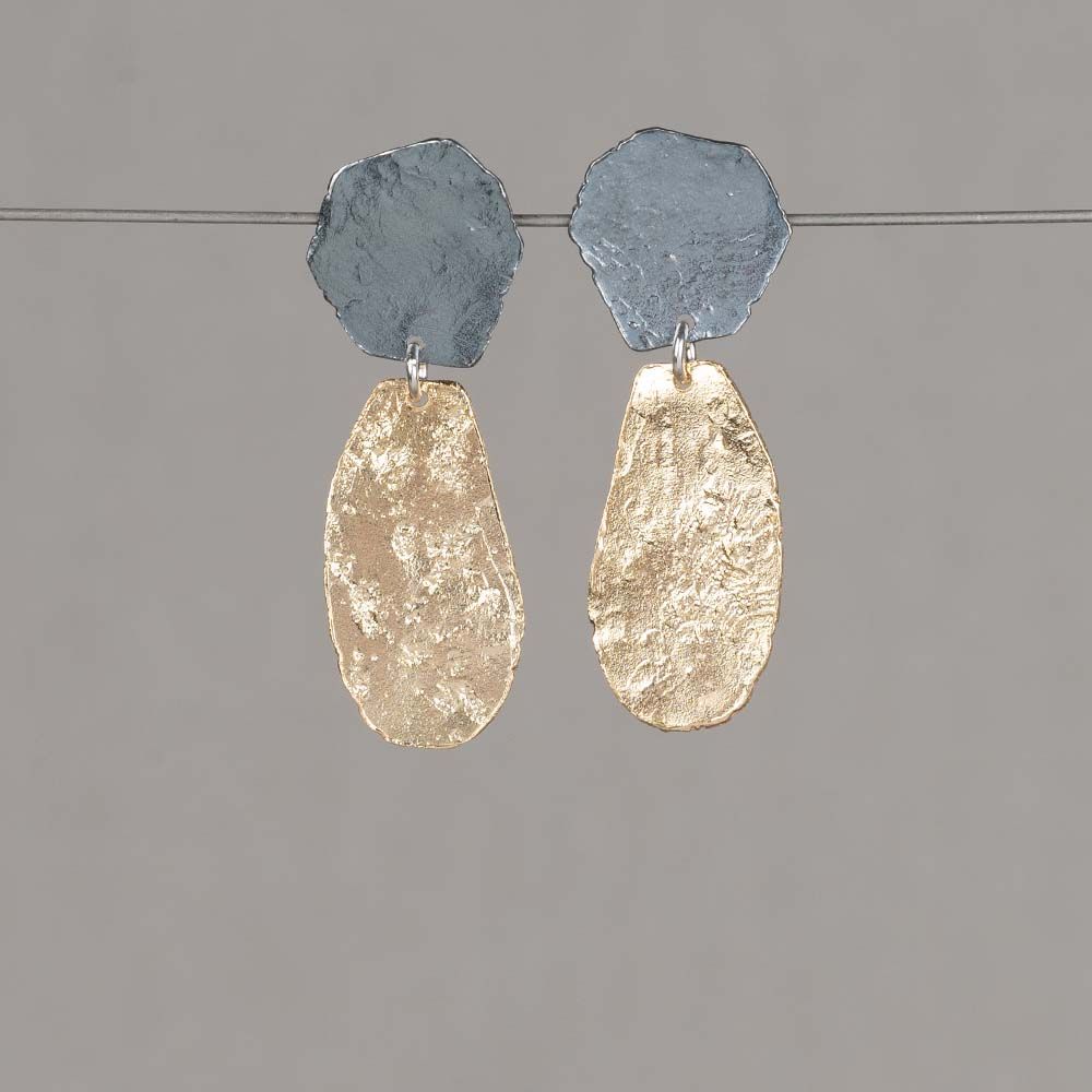 Oorsteker lang  zilver oxy + zilver verguld