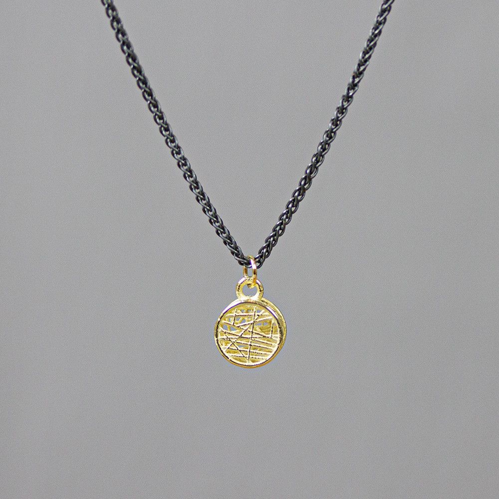 3D GOLD | Collier zilver oxy + 3D hanger G14K rond