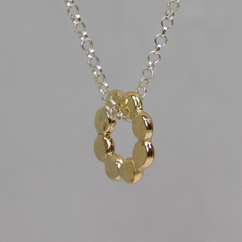 Collier zilver met Goldfilled bubbles bloem