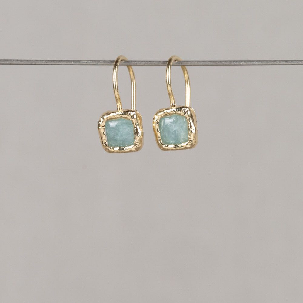 Oorhanger zilver verguld met Aquamarijn