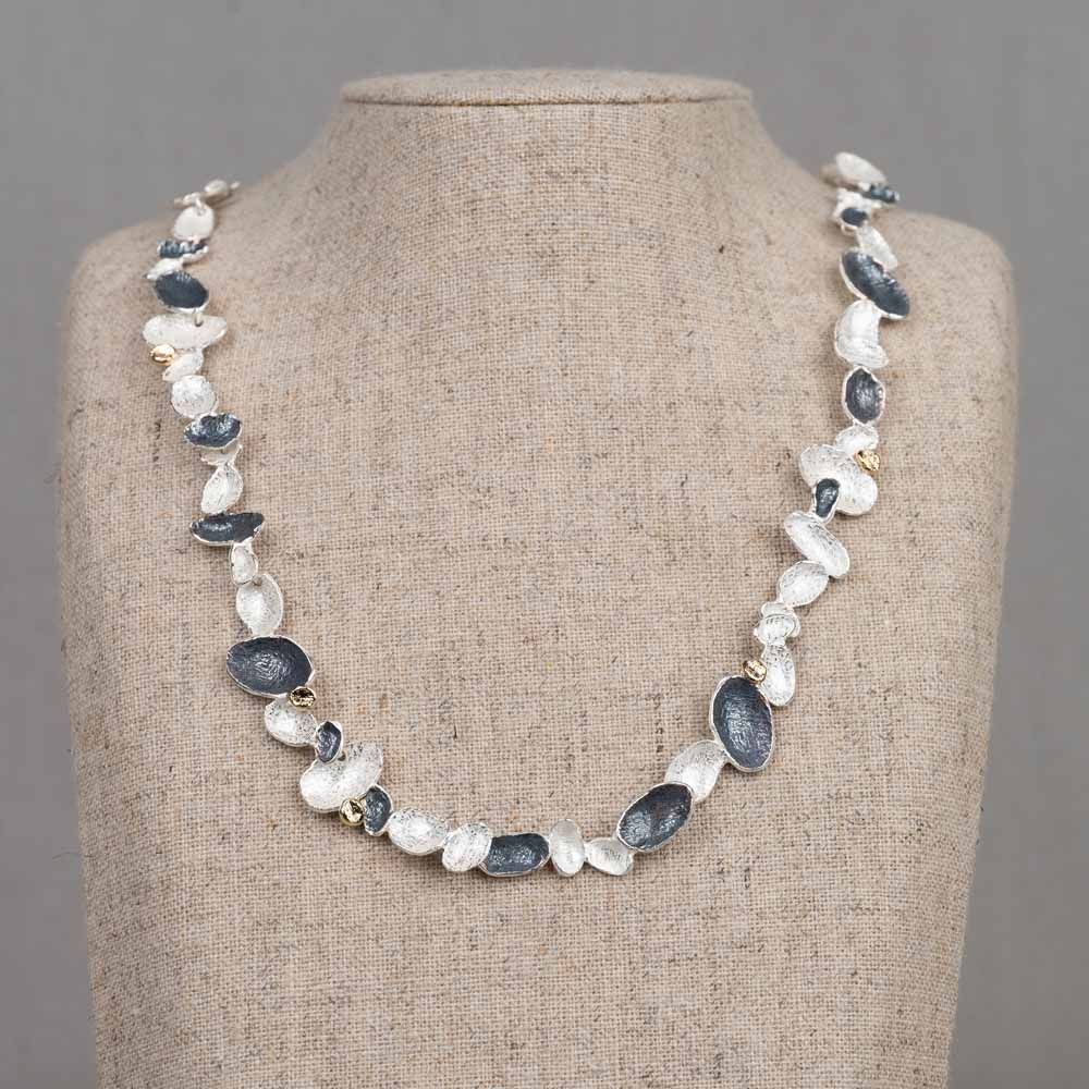 Collier zilver + zilver verguld vleugels