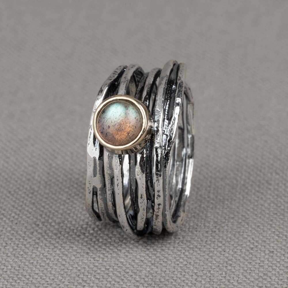 Ring zilver gedraaid met Labradoriet